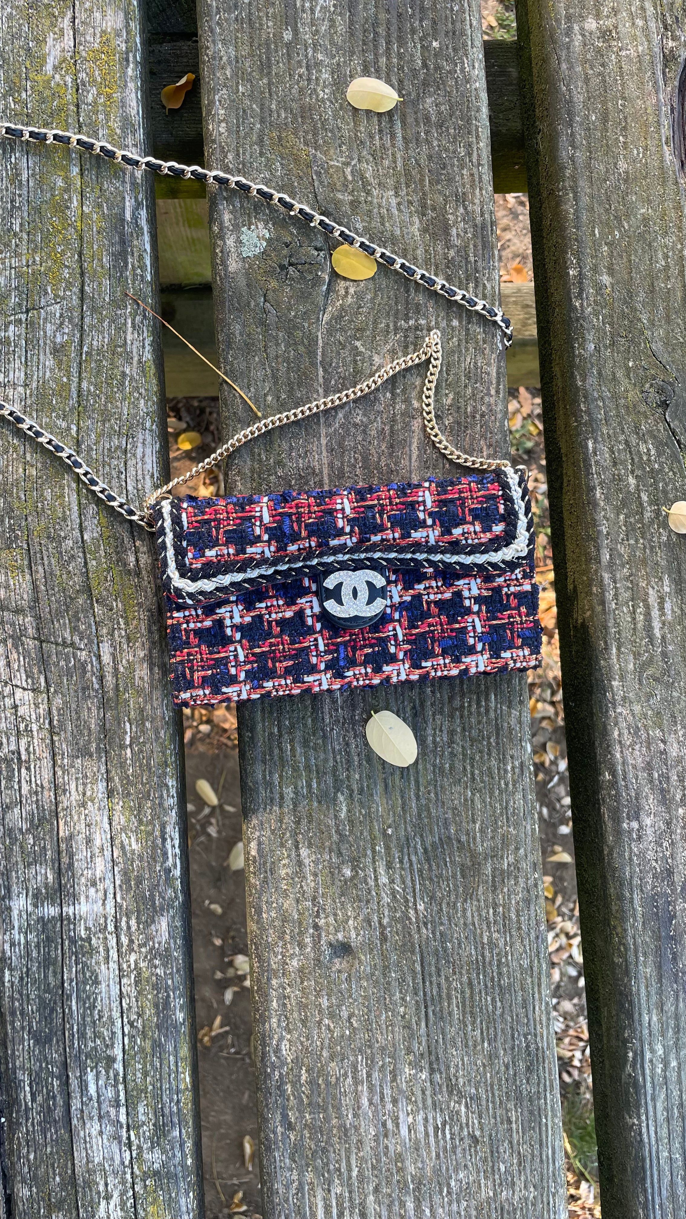 Coque de téléphone CC Noire & Rouge en Tweed